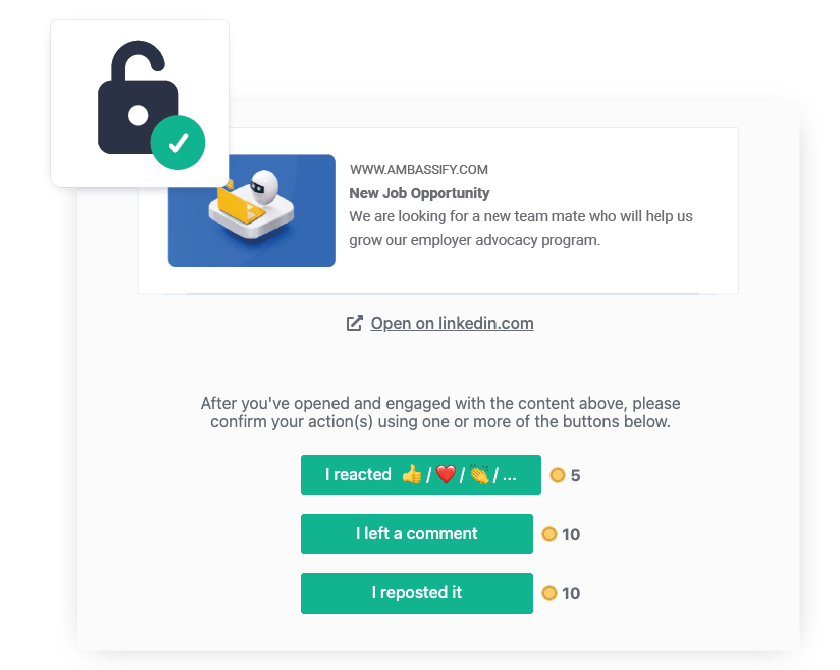 Completion screen showing skill badge earned and the Boost campaign now unlocked for the employee