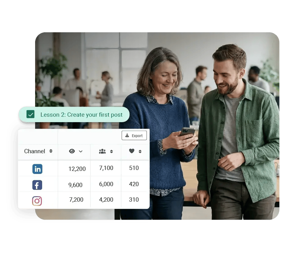 Employee sharing company messages on socials