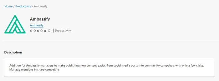 Ambassify browser plugin in the chrome store